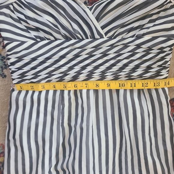 BCBG Max Azaria Black and White Striped Silk Halter Dress - Picture 7 of 10